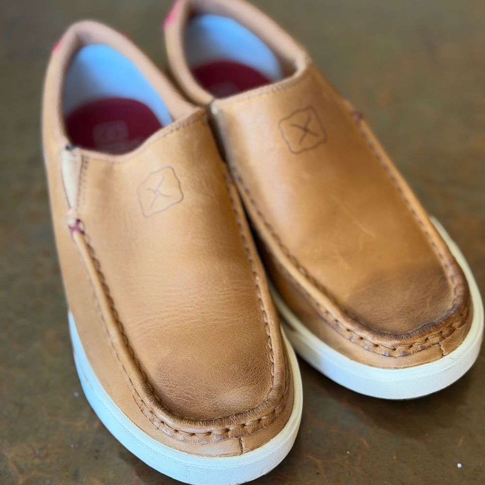 Twisted X Tan Leather Slip-On Sneakers